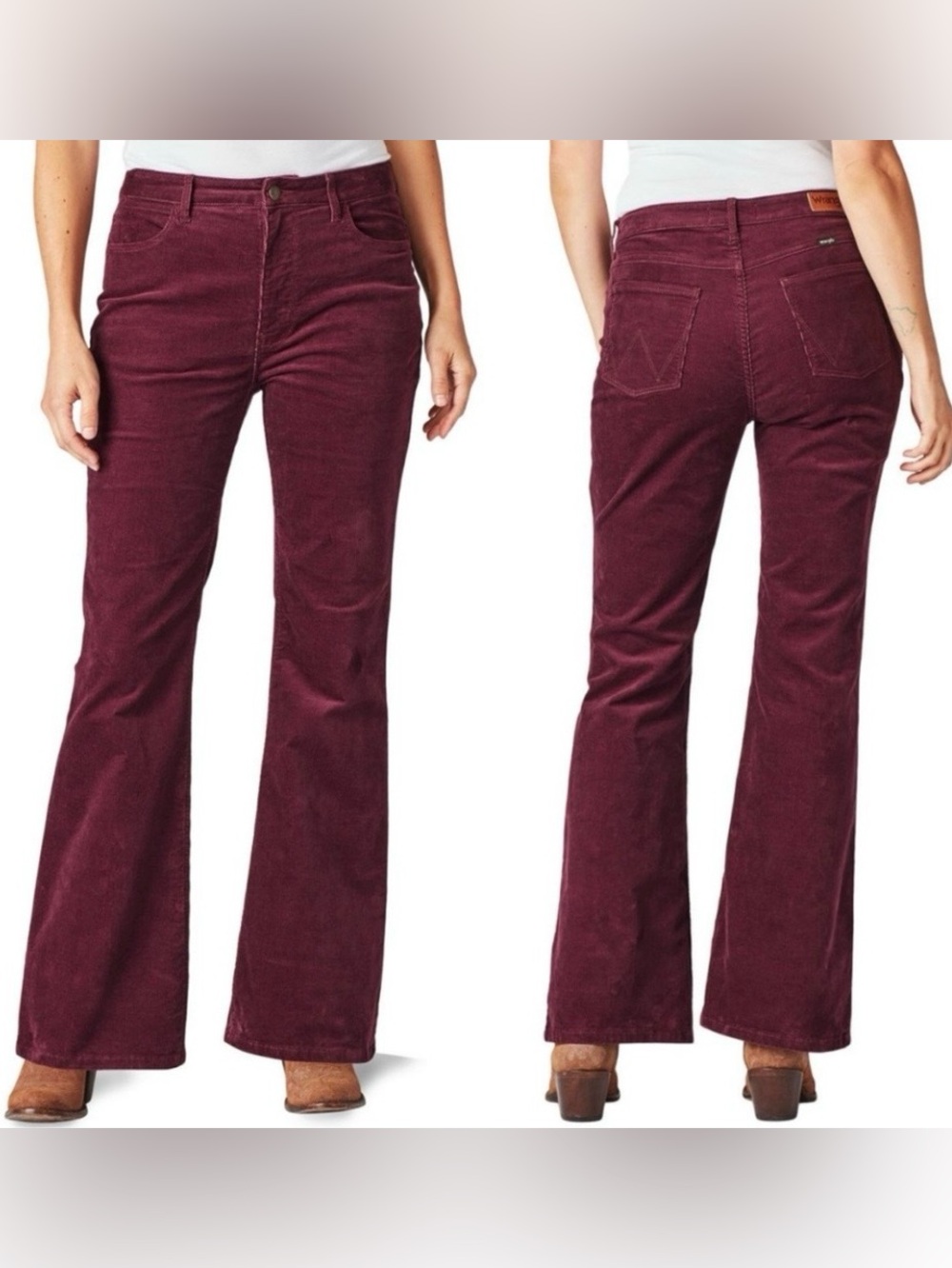 Wrangler High Rise Fierce Flare Corduroy Wine Tasting